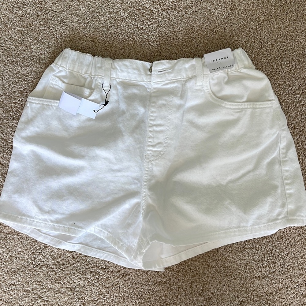 White Top Shop Jean Shorts